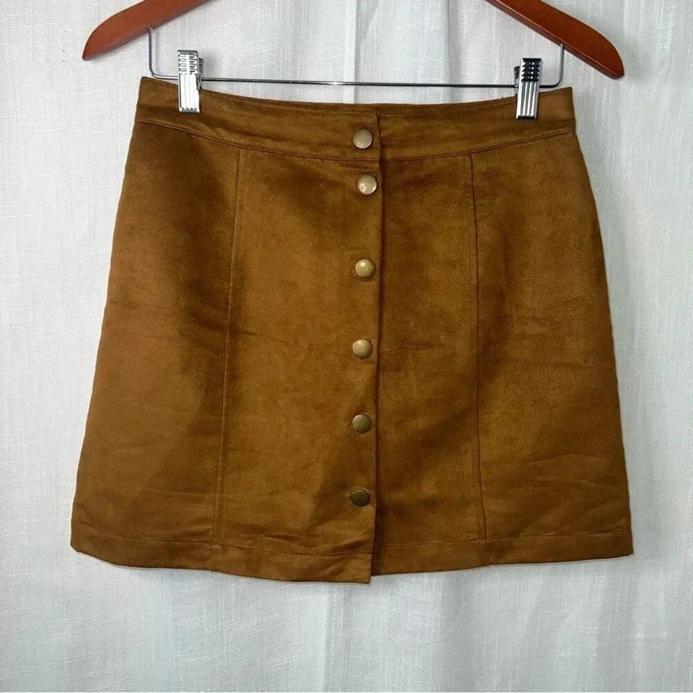 Old Navy Faux Suede Button Up Boho Western Mini‎ Skirt Size 2